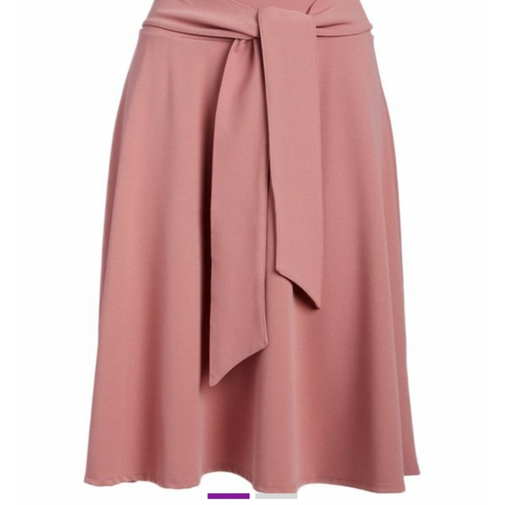 Mauve Tie Waist A-Line Skirt